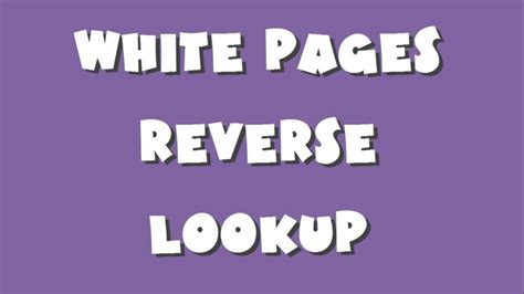 reverse lookup white pages free.